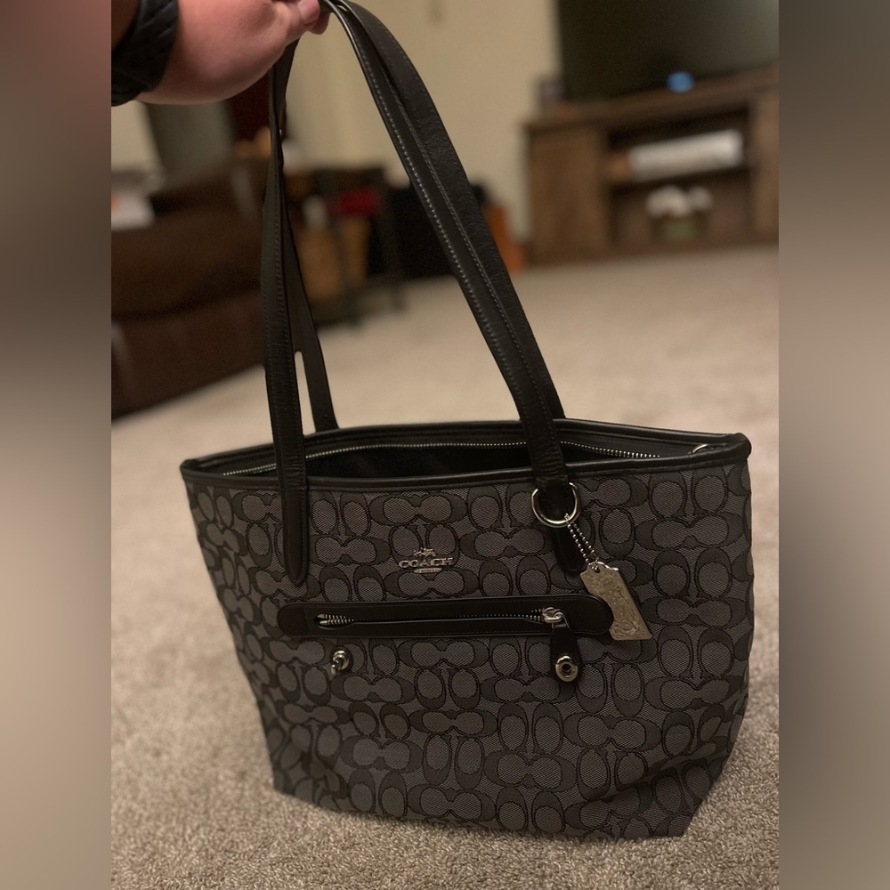 Black Canvas Coach Shoulder Bag